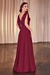Ladivine CDS508 Cowl Sleeve V-Neck Chiffon Dress