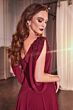 Ladivine CDS508 Cowl Sleeve V-Neck Chiffon Dress