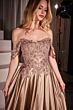 LaDivine CDS525 A-Line Satin Removable Off The Shoulder Dress