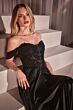 LaDivine CDS525 A-Line Satin Removable Off The Shoulder Dress
