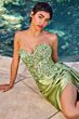 Ladivine CDS530 Applique Strapless Top Side Overskirt Dress