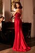 Ladivine CDS535 Asymmetric Neck Applique Bodice Side Slit Dress