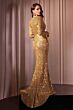 Ladivine CH054 Long Sleeve High Slit Sequin Dress