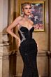Ladivine CM365 Strapless Sweetheart Neckline Beaded Dress