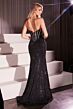 Ladivine CM367 Lace Corset Slit Skirt Strapless Dress
