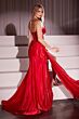 Ladivine CM369 Side Slit Strapless Corset Bodice Taffeta Dress