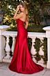 Ladivine CM376 Scoop Neck High Slit Applique Bodice Dress
