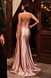Ladivine CM377 Lace-Up Back Sweetheart Neck Satin Dress
