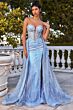 Ladivine CM384 Removable Overskirt Plunging Neck Dress