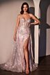 Ladivine CM384 Removable Overskirt Plunging Neck Dress