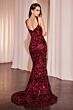 Ladivine CR381 Scoop Back Sweetheart Neck Sequin Dress