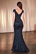 Ladivine CZ0029 Cap Sleeve V-Neck Beaded Dress