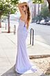Ladivine J4304 Plunging Neck High Slit Illusion Bodice Dress