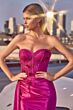LaDivine J884 Side Streamer Strapless Satin Dress