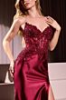 Ladivine KV1112 Sheer Bodice Strapless Satin Dress