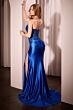 Ladivine KV1112 Sheer Bodice Strapless Satin Dress
