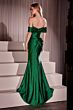 Ladivine KV1115 Pleated Off-The-Shoulder Side Slit Dress