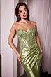 Ladivine KV1116 Sweetheart Neck Ruched Derriere Satin Dress