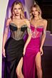 LaDivine KV1123 Fringe Strap Illusion Corset Dress