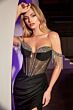 LaDivine KV1123 Fringe Strap Illusion Corset Dress