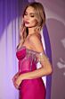 LaDivine KV1123 Fringe Strap Illusion Corset Dress