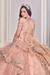 LaDivine 15727 Layered Skirt Lace Up Dress
