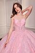 LaDivine 15732 Plunging Neckline Lace Up Dress