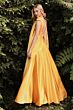LaDivine 7490 Bow Straps Backless Satin Dress