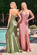 LaDivine C168 High Slit Lace Up Dress