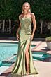 LaDivine C168 High Slit Lace Up Dress