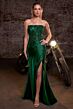 LaDivine C168 High Slit Lace Up Dress