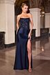 LaDivine C168 High Slit Lace Up Dress
