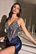 LaDivine C171 High Slit Sweetheart Neckline Dress