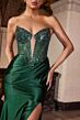 LaDivine C172 High Slit Plunging Neckline Dress