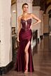 LaDivine C172 High Slit Plunging Neckline Dress
