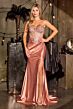 LaDivine C172 High Slit Plunging Neckline Dress