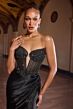 LaDivine C172 High Slit Plunging Neckline Dress