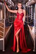 LaDivine C173 Side Tail Halter Neckline Dress