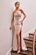 LaDivine CA121 Slit Skirt Embellished Dress