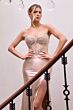 LaDivine CA121 Slit Skirt Embellished Dress