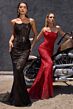 LaDivine CB162 Crystal Mesh Strapless Dress