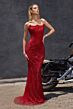 LaDivine CB162 Crystal Mesh Strapless Dress