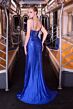 LaDivine CB163 Slit Skirt Plunging Neckline Dress