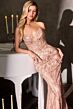 LaDivine CC0801 Brush Train Sweetheart Neckline Dress