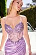 LaDivine CC408 Beaded Corset Bodice Spaghetti Strap Dress