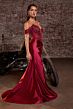 LaDivine CC456 Beaded Corset Bodice Off The Shoulder Dress