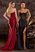 LaDivine CC463 High Slit Strapless Dress
