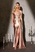 LaDivine CC489 Off The Shoulder Satin Dress