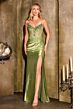 LaDivine CC491 Slit Skirt Lace Up Dress