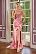 LaDivine CC491 Slit Skirt Lace Up Dress
